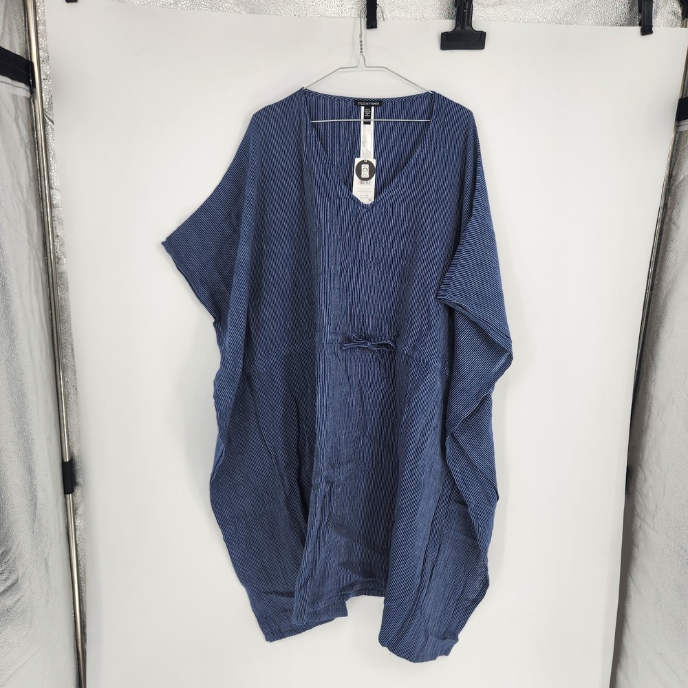 Eileen Fisher 1X/2X Deep Dive Striped V Neck Kaftan NWT